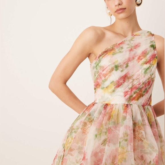 ASOS Lace & Bead One Shoulder Tiered Tulle Maxi Dress in Bright Floral - US 2 - Picture 6 of 6